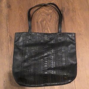 Black leather tote